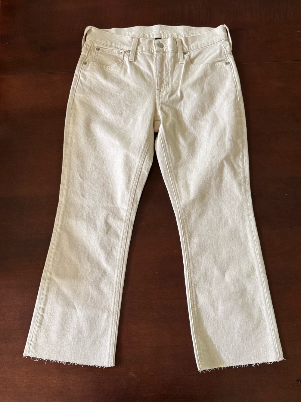 J. Crew Demi Boot Crop 9” Rise Cream Straight-Leg Jeans